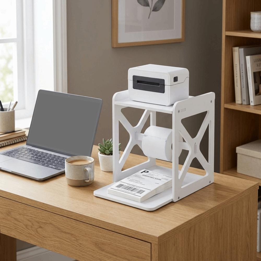 Layered Partition Design Label Printer Storage Rack Desktop Organization