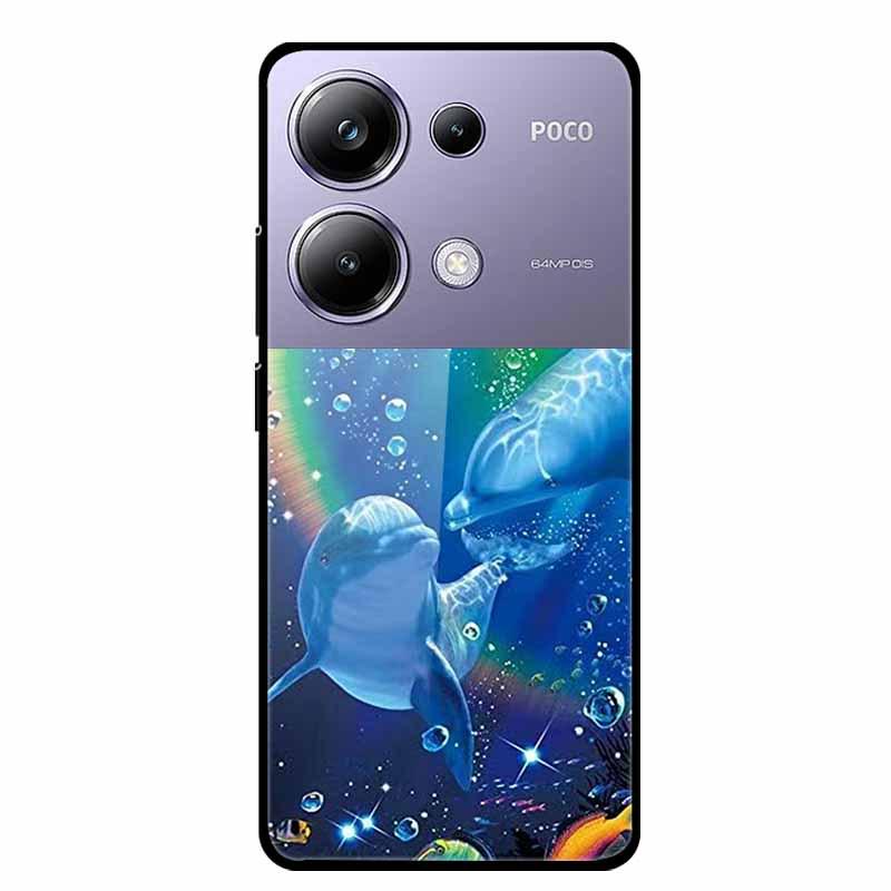 Красочный эстетичный чехол из закаленного стекла для Redmi 12 5G и POCO M6 PRO