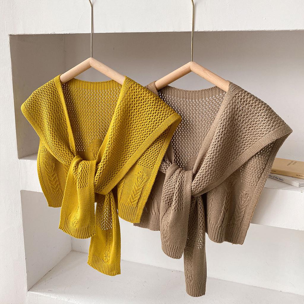 Solid Color Knitted Shawl Scarf Women High-End Capes With Shirts Fashion Thin Neck Protectors For Spring And Autumn