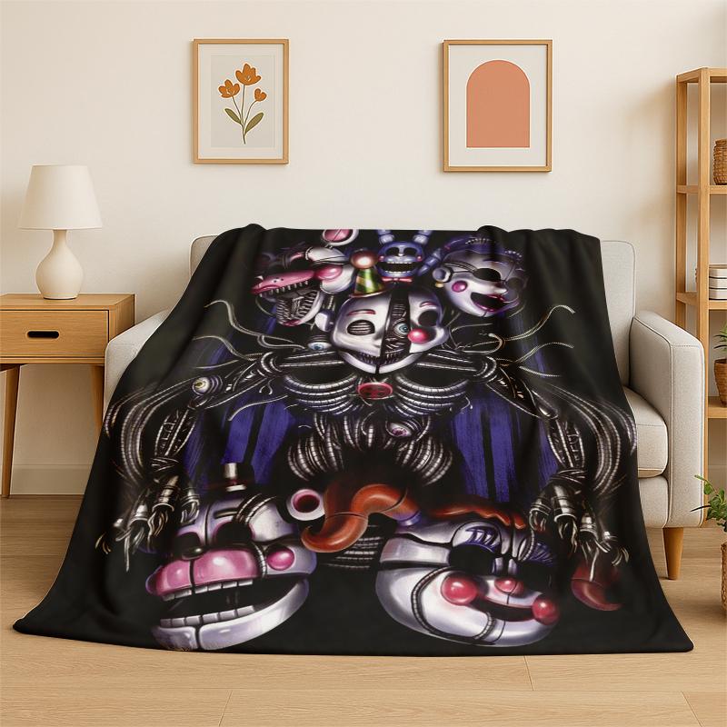 Classic FFNAF Horror Game Freddy Flannel Blanket Soft Warm Throw Blanket for Bedroom Living Room Bed Travel Camping Picnic
