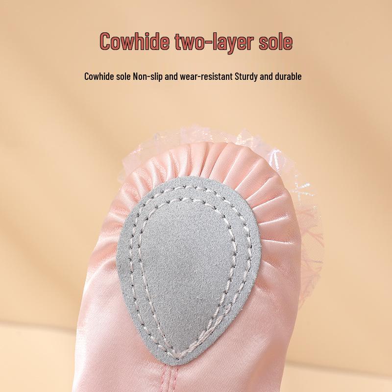 Эльза Розовые Балетки с Кошачьей Лапкой для Девочек - Мягкая Подошва, Танцевальная Обувь без Шнурков