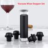 Vacuum Wine Stopper Set With Date Scale 1 Manual Vacuum Push Pull Pump & 4 Memory Wine Bottle Stoppers Barware