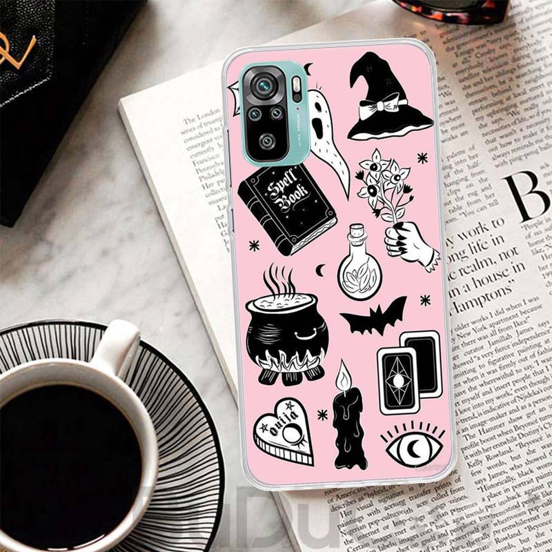 Розовый кошачий череп волшебница ведьма чехол для Xiaomi Redmi 10 10C 9 9C 9T 9A чехол для телефона 10A 8A 8 7A 7 6A 6 Pro K20 K40 10X S2 K30 Pri