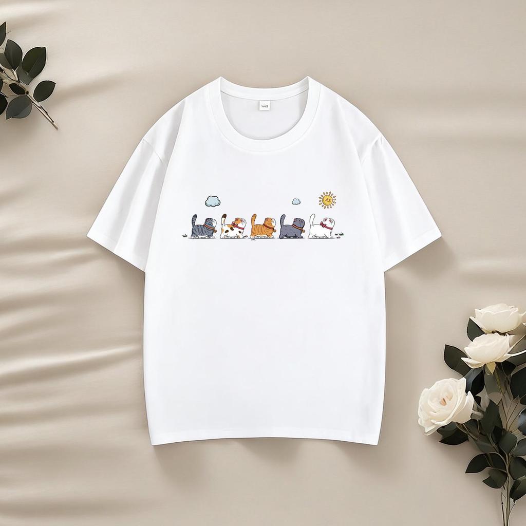 220 г Детская хлопковая футболка с рисунком – Модная с коротким рукавом для мальчиков и девочек