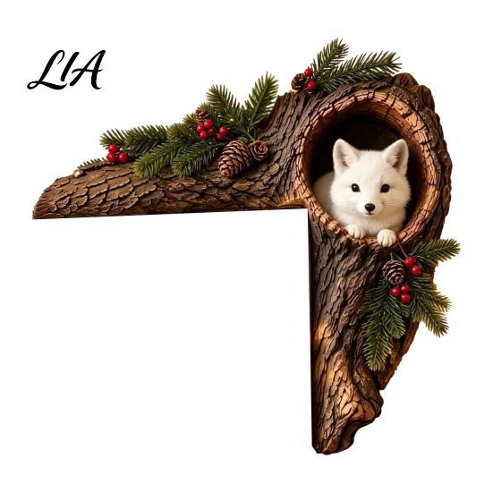 Decorative Tree Hole Sculpture Chipmunk Hollow Door Topper, Woodland Animal Frame Decor, Rustic Wood Charming Lodge Style Ornament Corner for