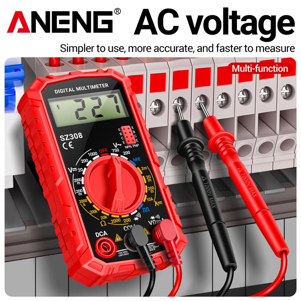 ANENG SZ308 Digital Multimeter Meter Meter Electrician LCD Backlight Ohm Square Wave Test Tools Current Voltage Resistance AC/DC