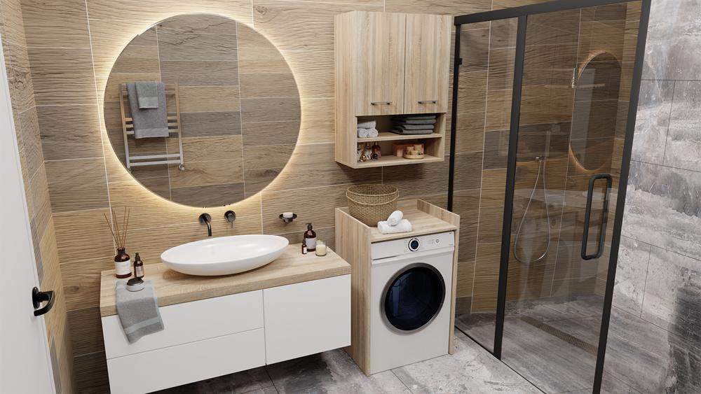 Bathroom Cabinet For Washing Machine Pola Np Color Sonoma Oak