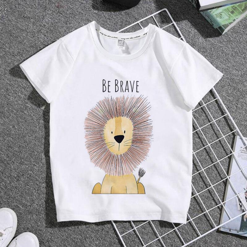 Fashion Breathable Tshirt for Boys Girls with Cute Animal Print And round Neck ParentChild Matching Personality Clothing
