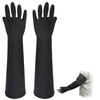 [bath & Bath] 60cm Long Thick Rubber Gloves, Sandblasting, Plated, for Disinfection, Cleaning, and Work (Black, 1 Pair)