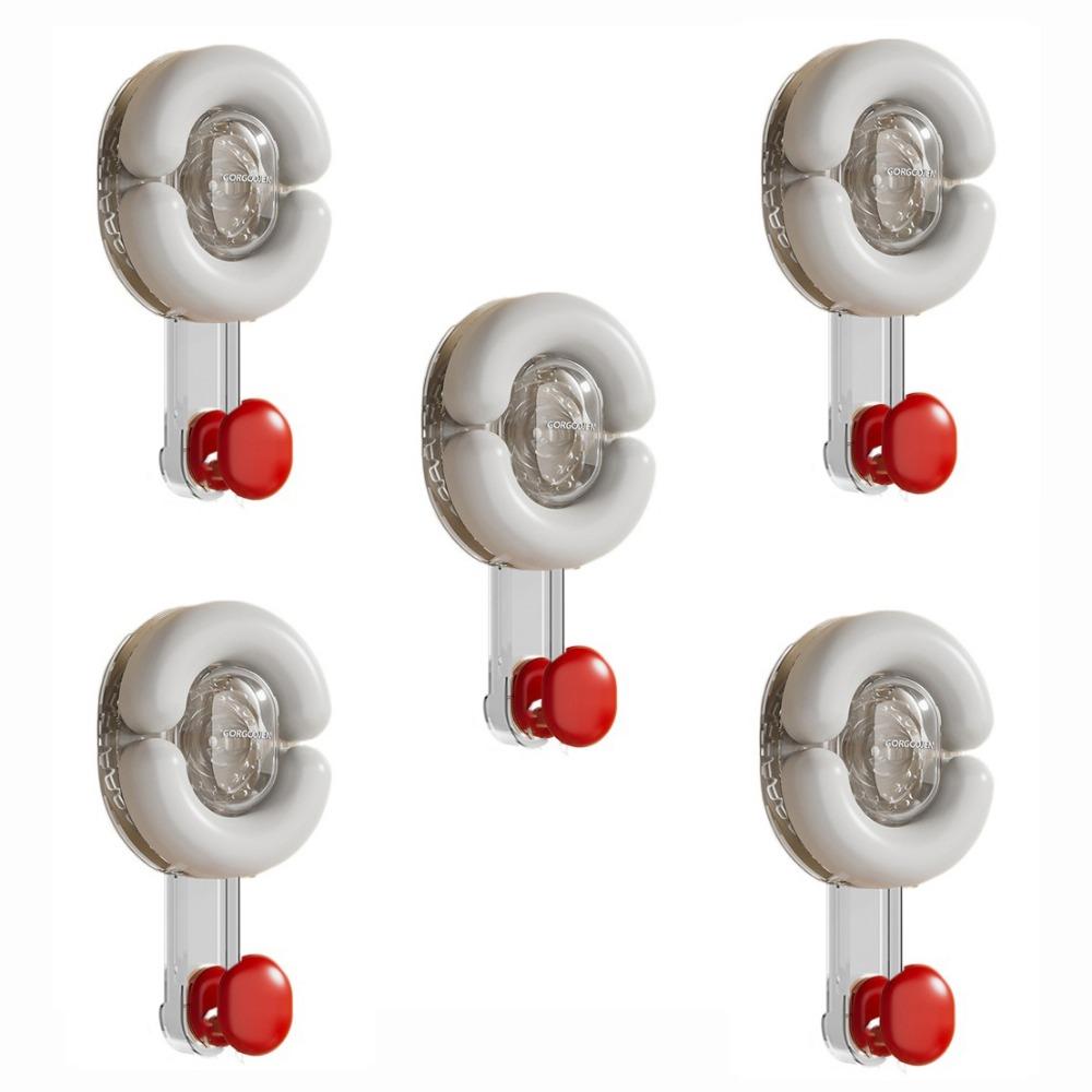 5Pcs Plastic Shower Hooks Punch Free Wall Hanger Light Luxury Suction Cup Hooks Kitchen
