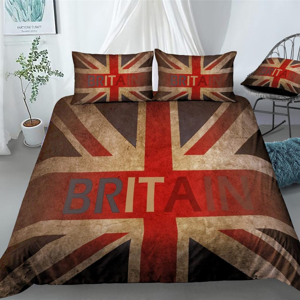 Simple British British Expired Three-Piece Digital Printing Quilt Cover Bedding Home Textiles