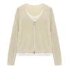 Женский ребристый свитер с V-образным вырезом на молнии, имитирующий двойку