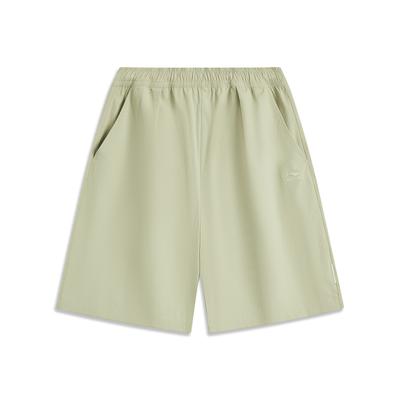 Li Ning Серия Спортивный Стиль Однотонные Шорты Спортивные Дышащие Прямого Кроя Со Средней Посадкой Мужские шорты Листовой Зеленый AKSV169-3