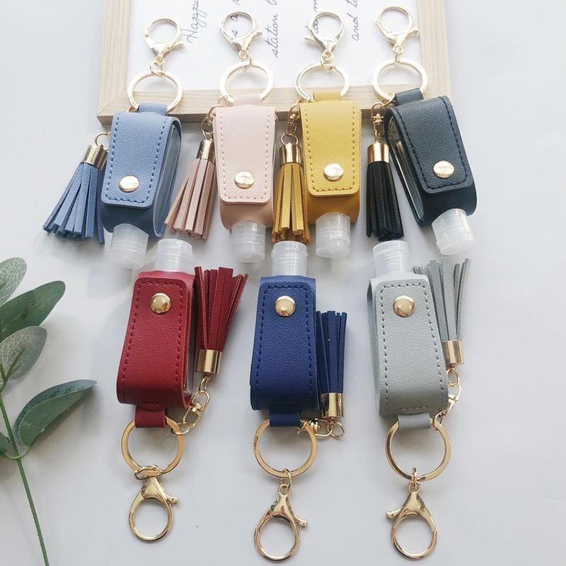 30ml Hydroalcoholic Gel Keychain Hand Sanitizer Case Mini Hands Portable Hydroalcoholic Gel Bottle Leather Case Health Keychain