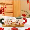 Креативная новогодняя кружка, керамическая чашка для воды в китайском стиле с крышкой-ложкой, персонализированная чашка для кофе в честь года Дракона, сувенир