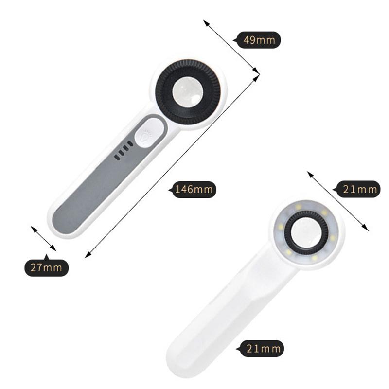 1Pc Rechargeable Handheld Magnifier 3 Lighting Modes Illuminated Magnifying Glass With Led Light For Seniors Reading Repair