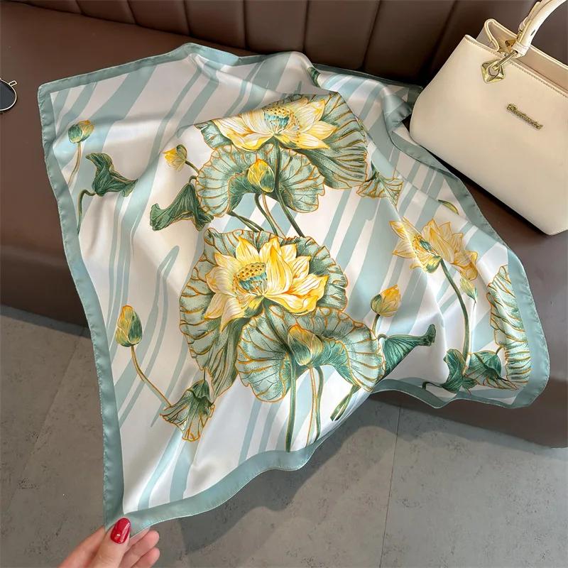 Fashion Handkerchief Women Neck Scarves Silk Satin Headband Small Hijab Scarfs Cartoon Print Kerchief Cute Hair Scarf For Ladies