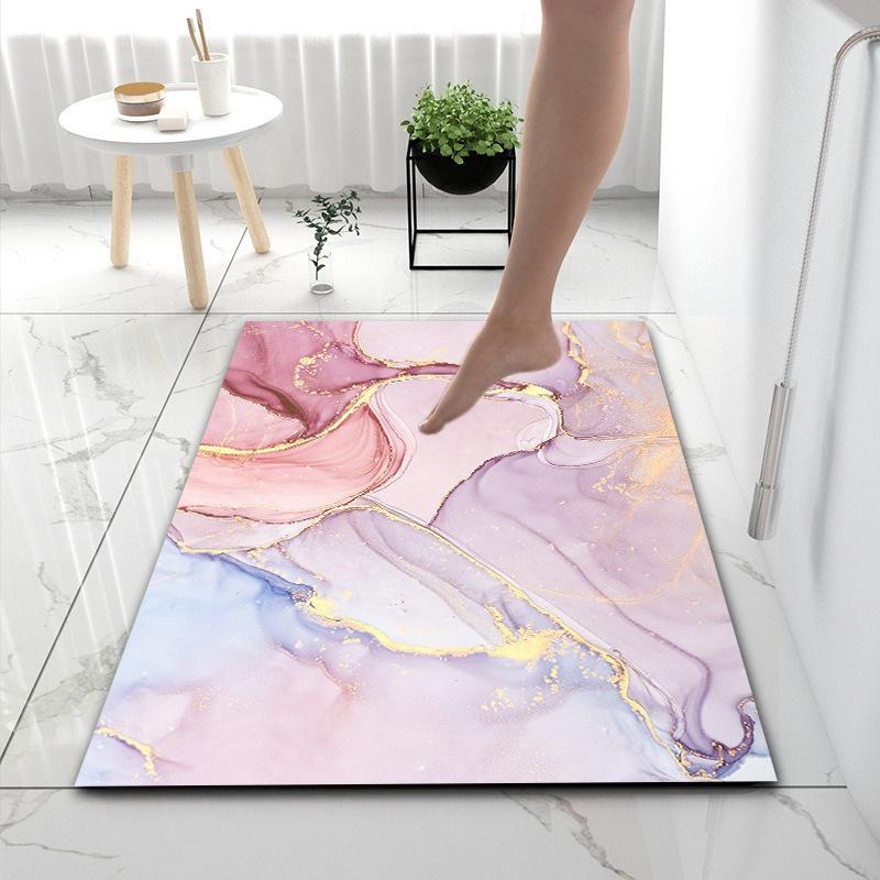Marble Pattern Kitchen Mat Doormat Carpet Durable Absorbent Non-Slip Entrance Bedside Rug Washable Living Room
