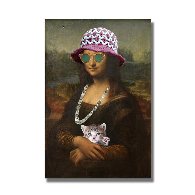 Знаменитое искусство да Винчи, картина на холсте, забавные плакаты с изображением Моны Лизы и принты, настенная художественная картина для гостиной, украшение дома, Куадрос