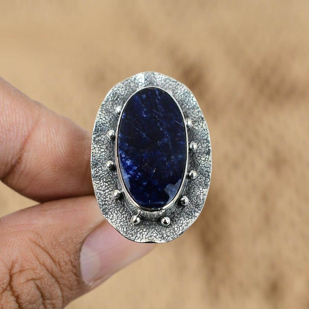 Mothers Day Sale 925 Sterling Silver Sodalite Gemstone Wife Ring Jewelry US 7.25