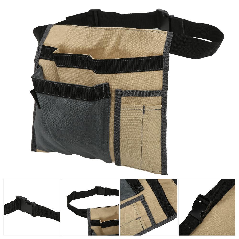 Canvas Tool Belt Bag 5-Pocket Canvas Organizer Durable Waist Hanging Bag  Electrician Maintenance