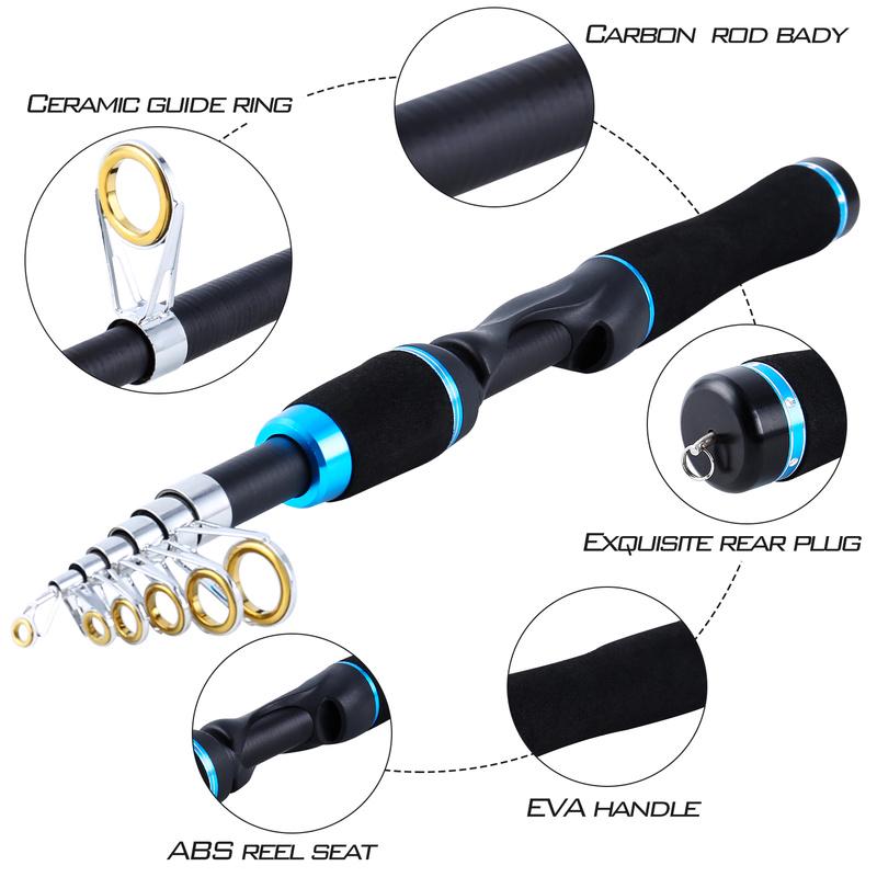 Children's Fishing Rod Metal 1.6m Outdoor Travel Lightweight Portable Fishing Tackle Accessories