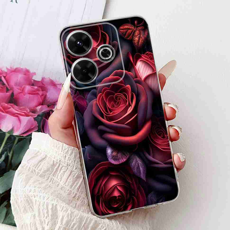 For Xiaomi Redmi 13 4G Case Fashion Girl Flower Silicone Soft TPU Shockproof Cover Coque For Redmi13 redemi13 Bumper Phone Case