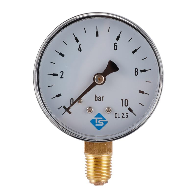 TS-60-10bar 60mm Dial Pressure Gauge 0-10 Bar Water/Gas/Air Pressure Measurement Tool with 1/4 NPT Bottom Mount