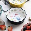 Скандинавская простая керамическая миска для торта с ручной росписью, красочная фарфоровая миска для супа с фруктами, кружевная миска для риса с закусками, посуда