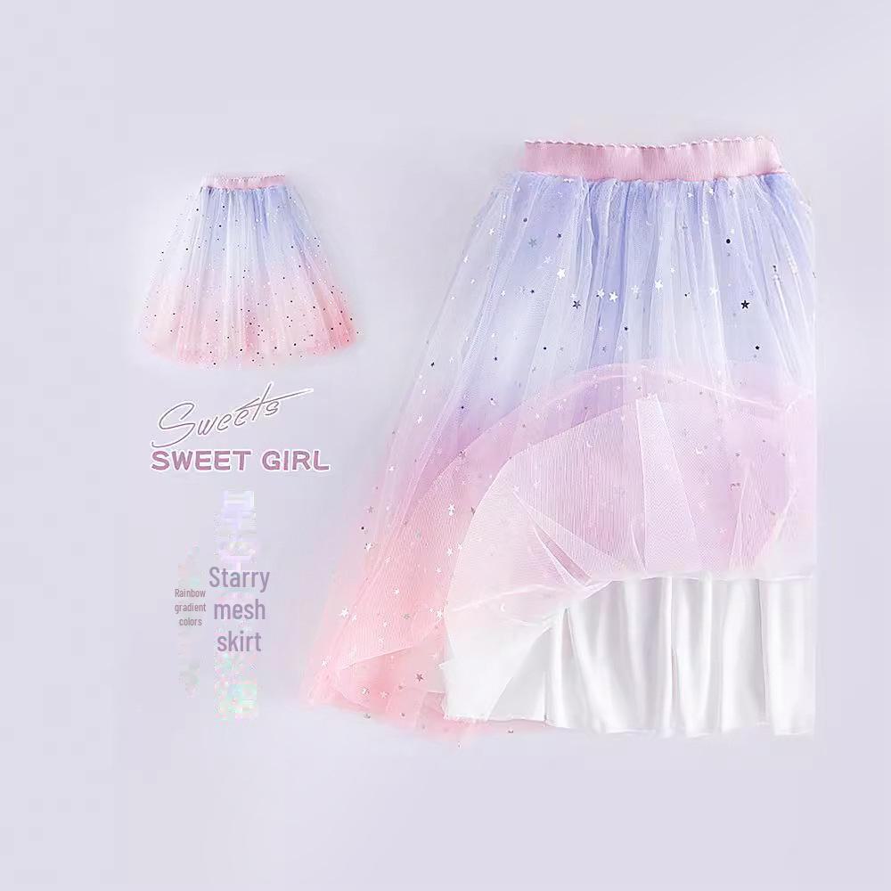 «Хлопковая юбка с градиентными пайетками для девочек — пышное летнее платье принцессы»