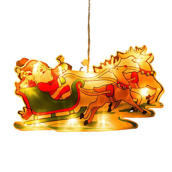 Светодиодные рождественские гирлянды на присосках, подвесные светильники в виде Санта-Клауса, лося, звезды, сезонные знаки, работающие от батареек, лампы на присосках