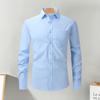 Men Spring Fall Dress Shirt Turn-down Collar Slim Fit Stretchy Single-breasted Long Sleeves Pure Color Mid Length Formal Business Event Office Top