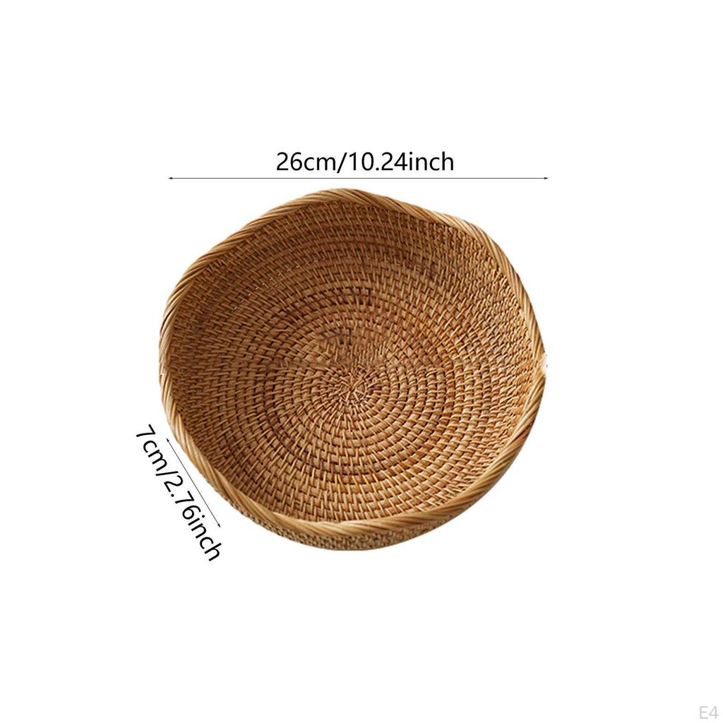 Rattan Basket Snack Holder Kitchen Organizer Desktop Storage Woven Bowl for Food