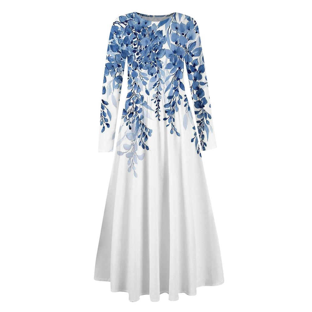 Женские повседневные модные длинные платья с графическим принтом и длинным рукавом, осень