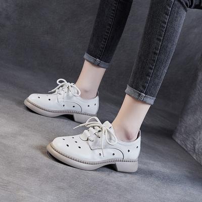 Винтажные кожаные туфли-лодочки на плоской подошве для женщин