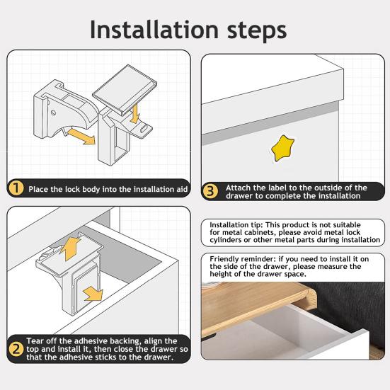 Child Safety Magnetic Drawer No Drilling Easy Installation Invisible Design Secure Drawer Lock Invisible Baby