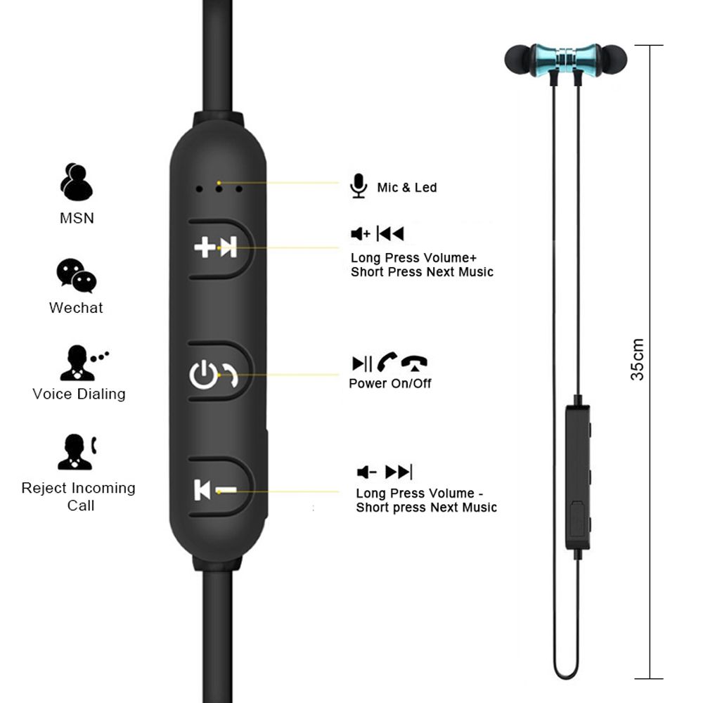 with Mic XT11 Music Headset Wireless Bluetooth Earphone Sport Earbuds Magnetic Hanging Neck
