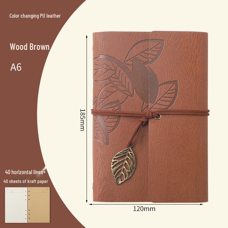 Retro Leaf Ring-Bound Travel Journal Notebook