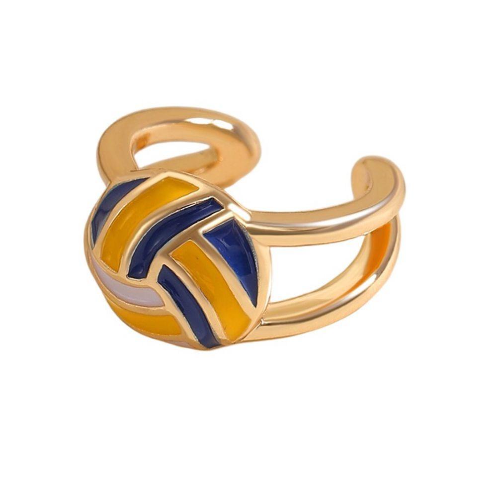 Colourful Adjustable Finger Ring Copper Sports Balls Shaped Open Rings Football Ear Clips Holiday