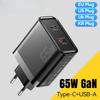 65W GaN Charger QC 4.0 PD 3.0 Type C USB Charger for iPhone 15 14 13 Pro Max Samsung Xiaomi MacBook Laptop Fast Chagers