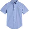 Polo Solid Color Logo Embroidered Single-Breasted Short Sleeve Shirt Kids Shirts Blue 323934846-001