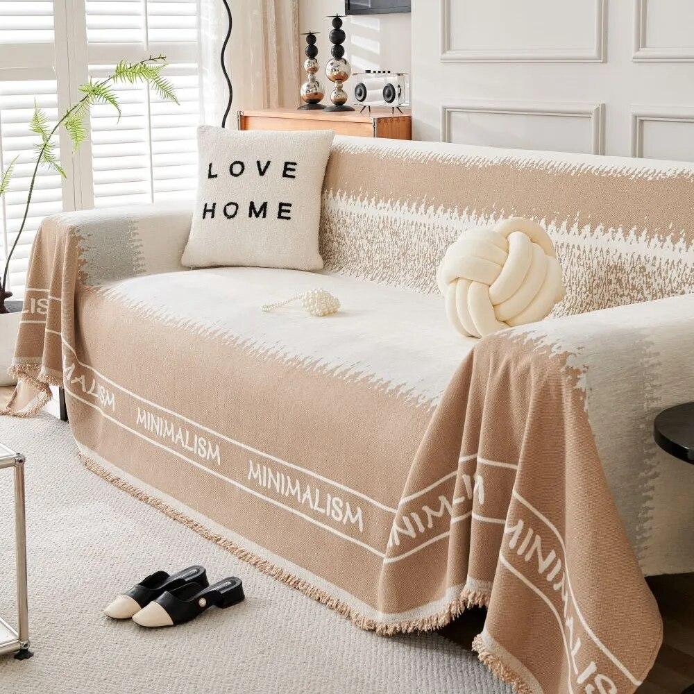 Modern Luxury Sofa Couple Position Throw Color Block Blanket Soft Cover Camping Picnic Mat Throw Blankets for Living Room