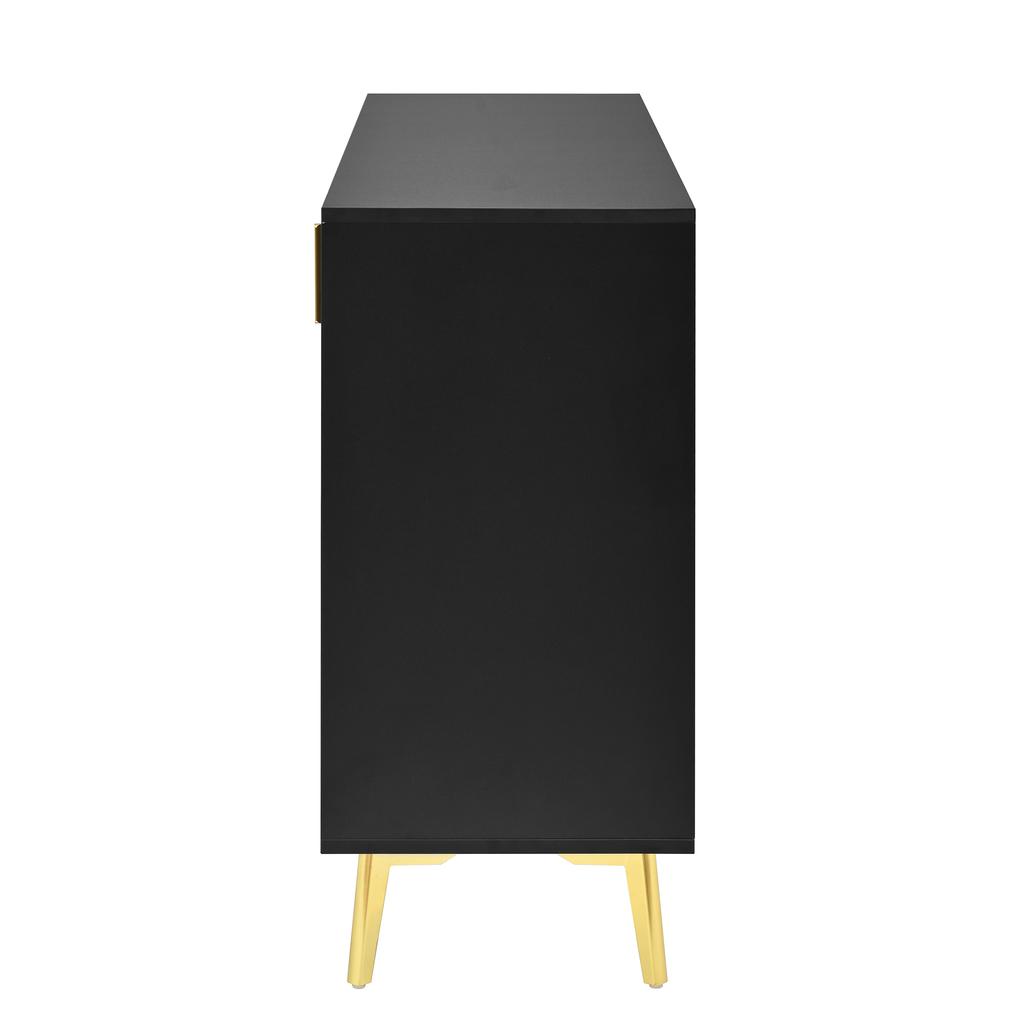 Sideboard with Golden Handles and Legs, 4 Doors, 4 Drawers, with Removable Laminate, Suitable for Living and Dining Room, 140*38*82 cm.