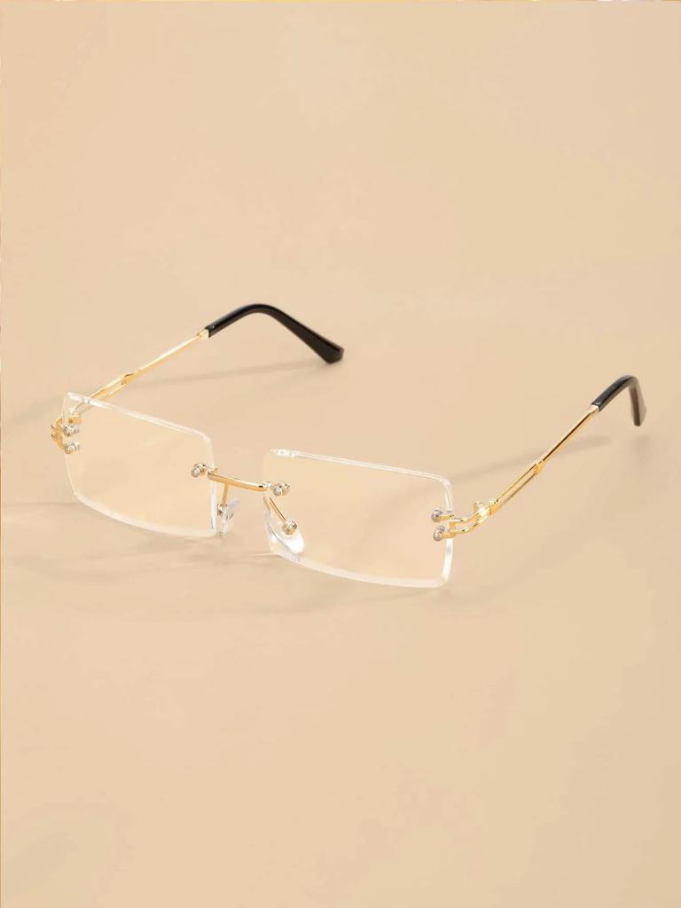 1 шт. Модные прямоугольные очки без оправы из металла для женщин, прозрачные очки для мужчин, повседневные очки для фотосъемки, аксессуары для одежды.