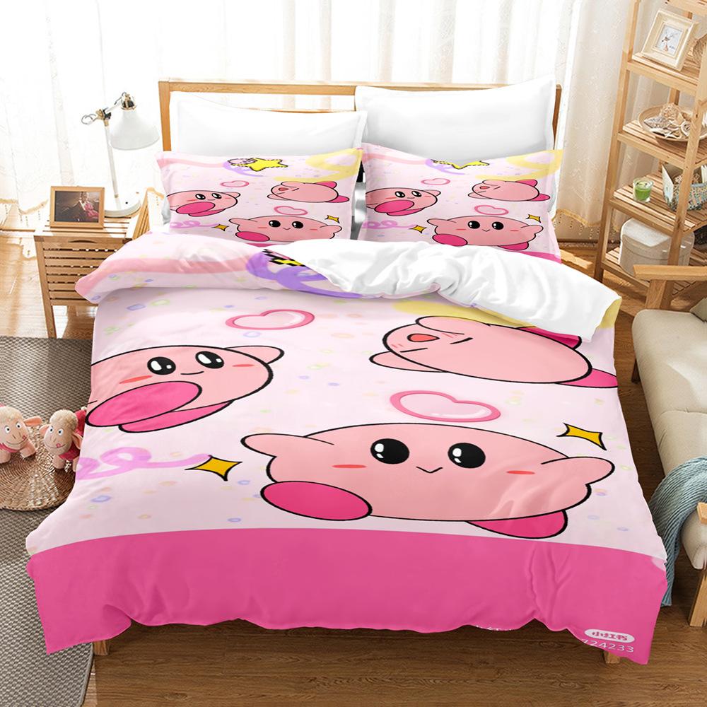 Звезда Кирби 3D Цифровая Печать Пододеяльник Простыня Комплект из Трех Предметов Домашний Текстиль Постельное Белье
