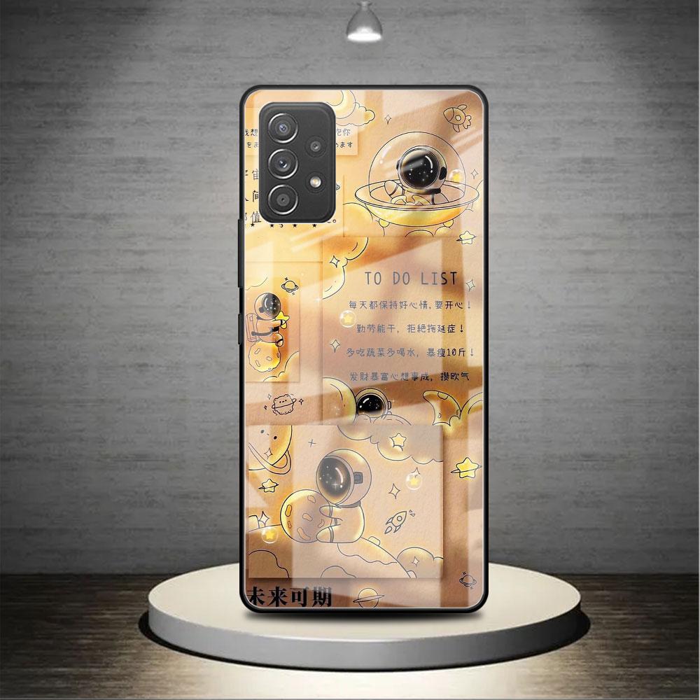 Стеклянный чехол для Samsung Galaxy A52 A71 A50 A51 A70 A21s A31 A72 A10 A12 A30 A22 5G, чехол для телефона с рисунком астронавта