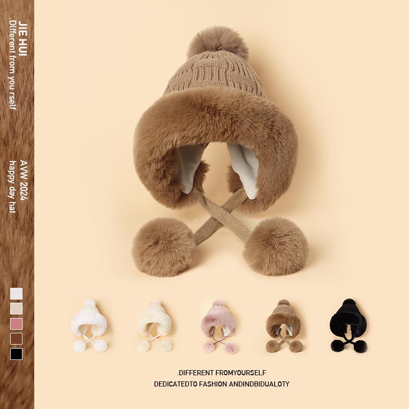 Женская теплая зимняя шапка с милым шерстяным помпоном и вязаными наушниками - Уютная и защищающая от холода
