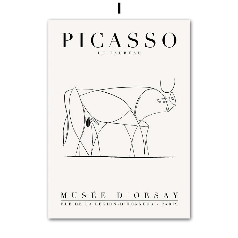 Абстрактная фигура, линия, колбаса, собака, кошка, Пикассо, настенная живопись на холсте, плакаты на скандинавскую тему и принты, настенные панно, декор для гостиной