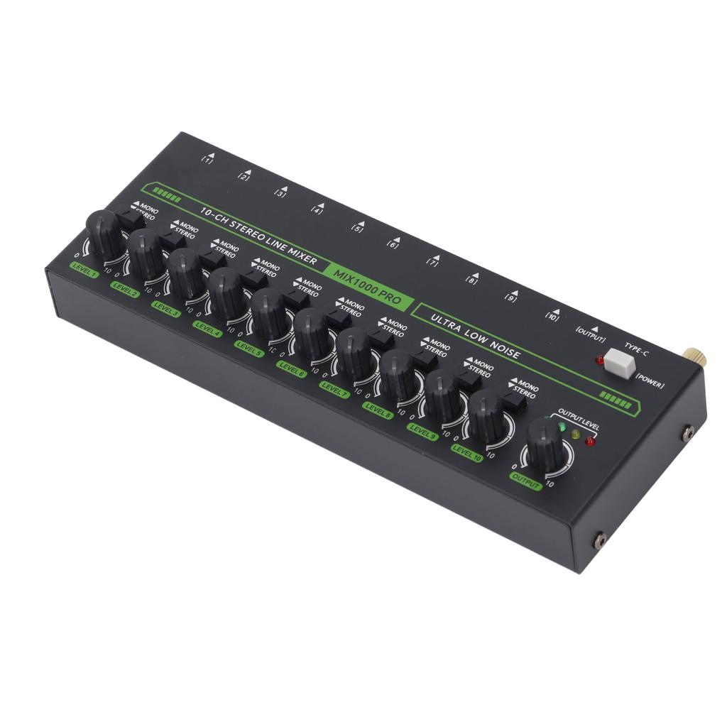 MIX1000 10-канальный стереомикшер с RGB-подсветкой, малошумный стереомоно-микшер для гитары