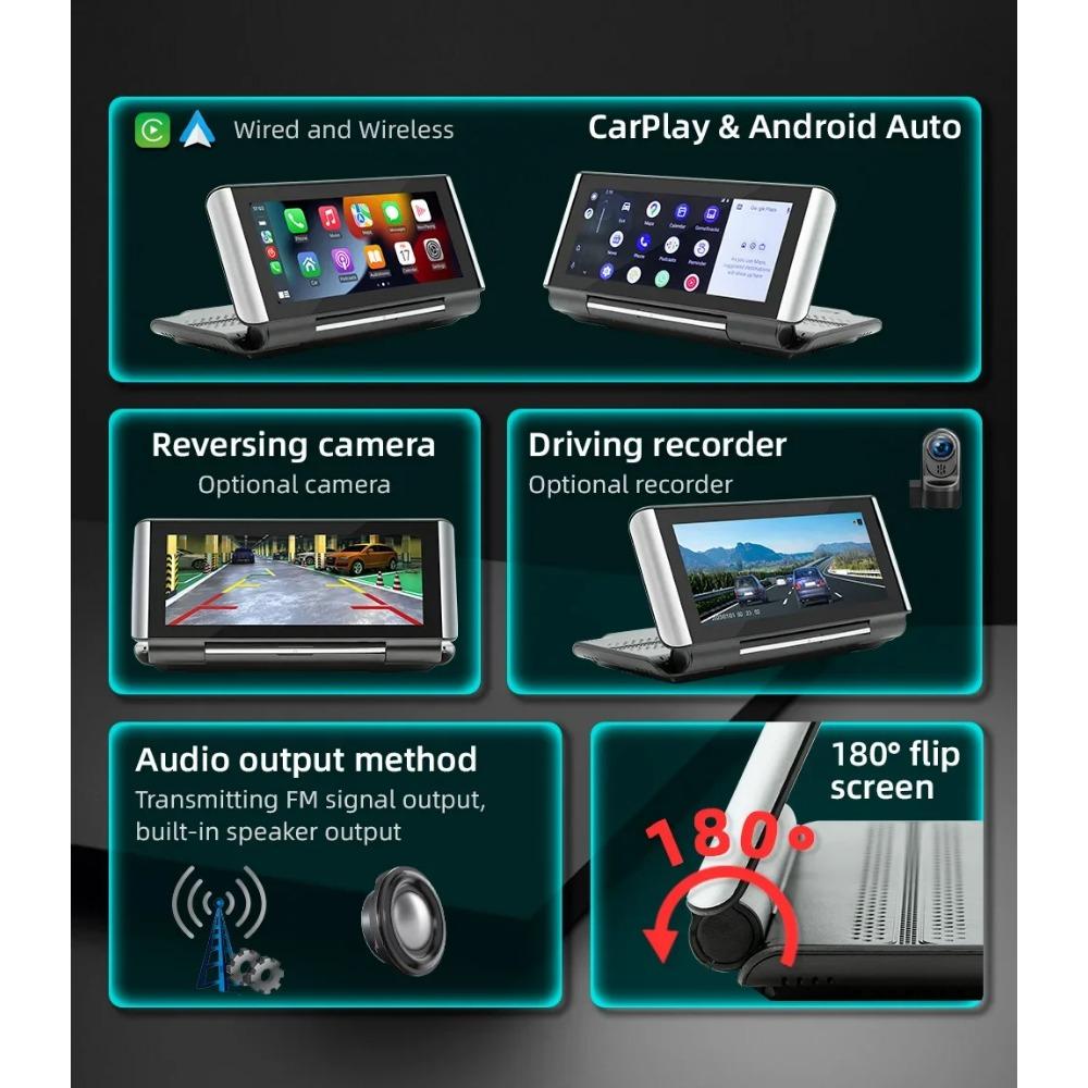 TOYOUSONIC 6.7 Inch Car Radio 180° Flip Screen Universal Multimedia Player Carplay Android Auto BT FM MP5 Autoradio Stereo